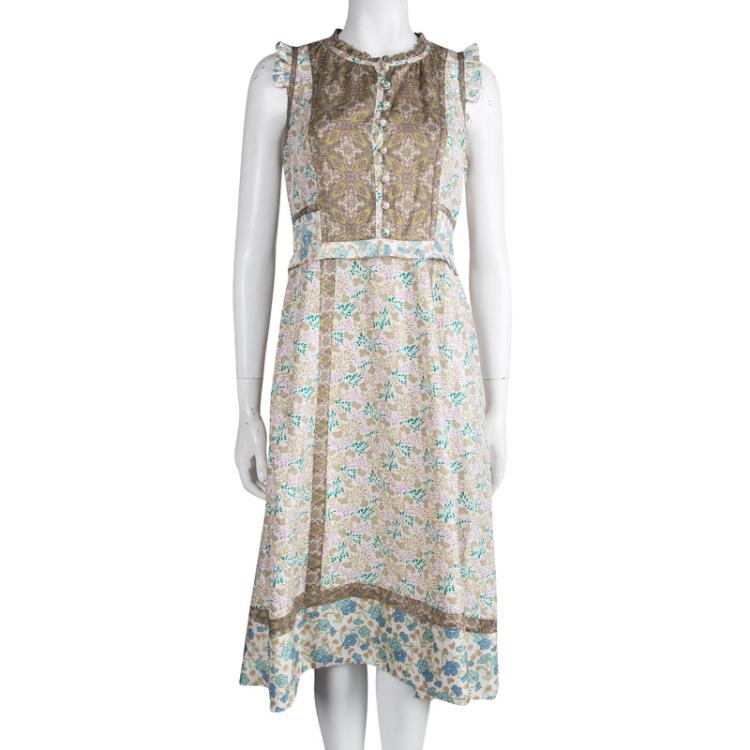 Pre Owned Marc by Marc Jacobs Multicolor Printed Silk Sleeveless Dress S