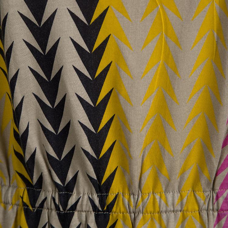 Pre Owned Marc by Marc Jacobs Multicolor Arrowhead Printed Ruffled Sleeveless Dress S