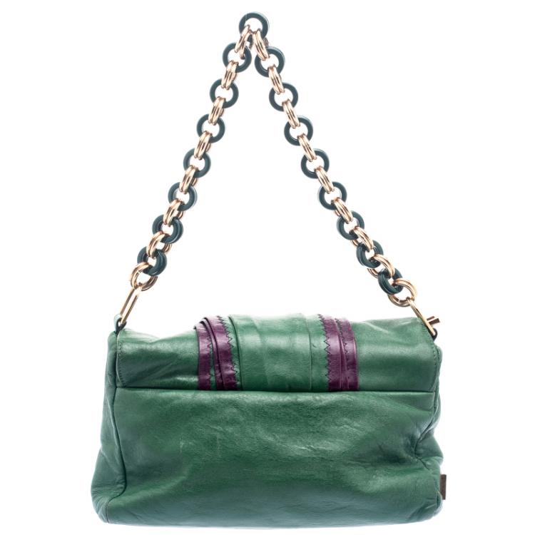 Pre Owned Marc Jacobs Green Leather Safety Pin Shoulder Bag