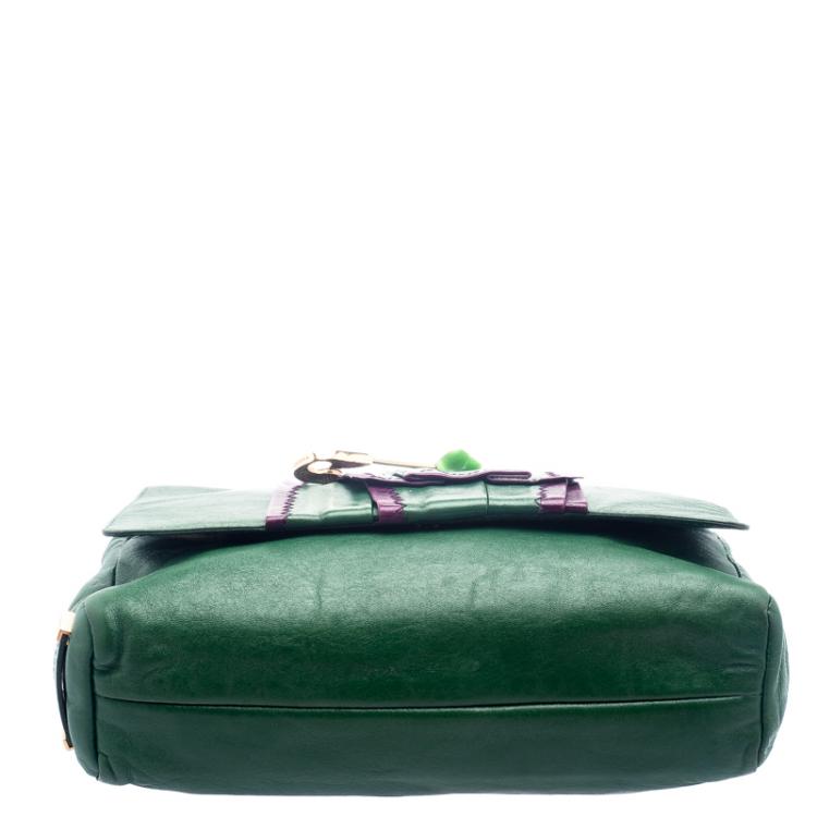 Pre Owned Marc Jacobs Green Leather Safety Pin Shoulder Bag