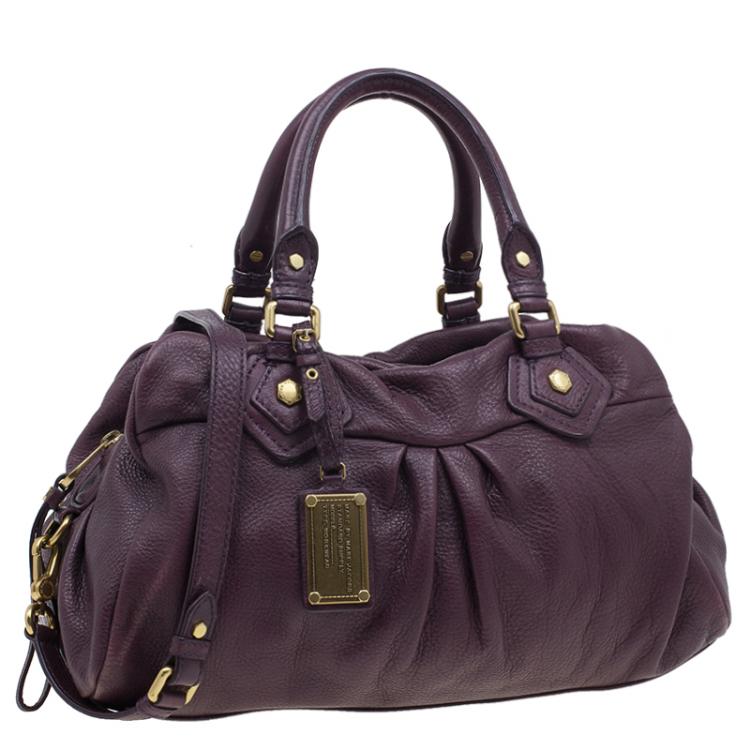 Pre Owned Marc by Marc Jacobs Purple Leather Classic Q Groove Shoulder Bag