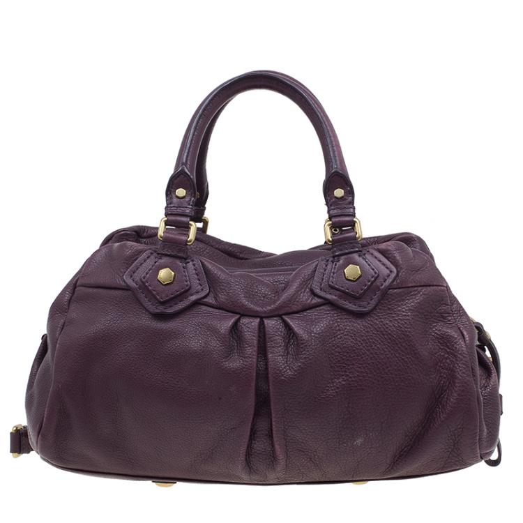 Pre Owned Marc by Marc Jacobs Purple Leather Classic Q Groove Shoulder Bag