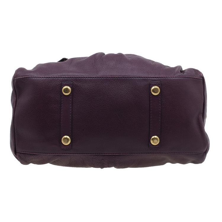 Pre Owned Marc by Marc Jacobs Purple Leather Classic Q Groove Shoulder Bag