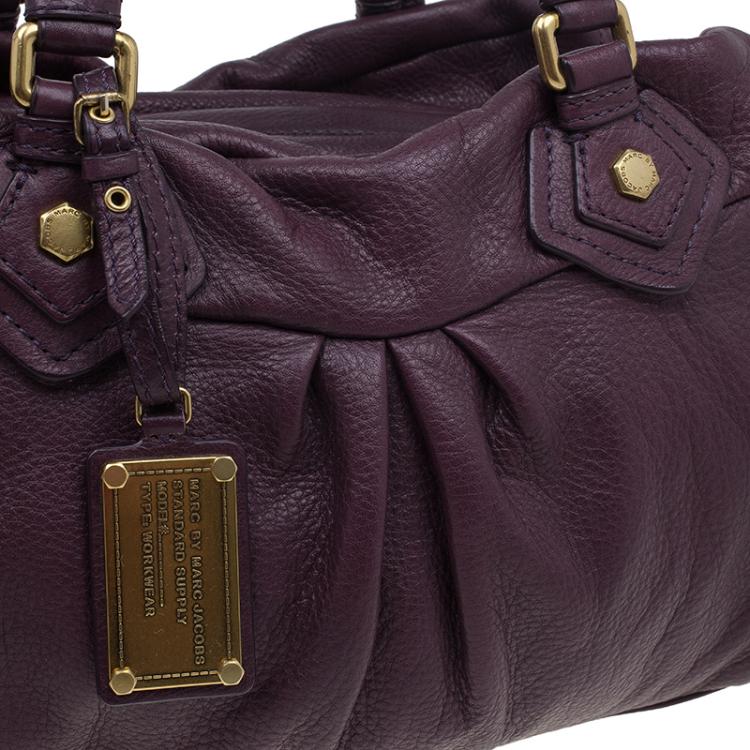 Pre Owned Marc by Marc Jacobs Purple Leather Classic Q Groove Shoulder Bag