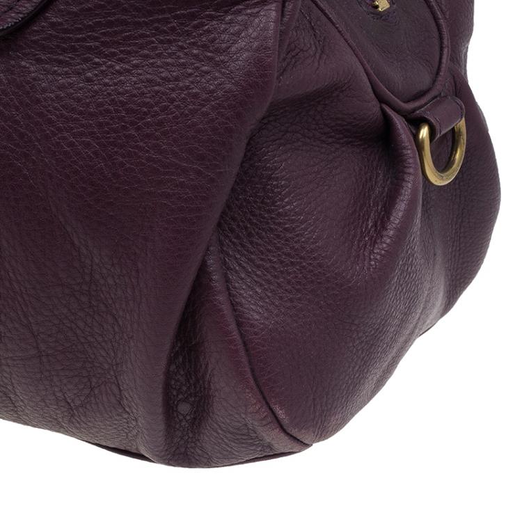 Pre Owned Marc by Marc Jacobs Purple Leather Classic Q Groove Shoulder Bag