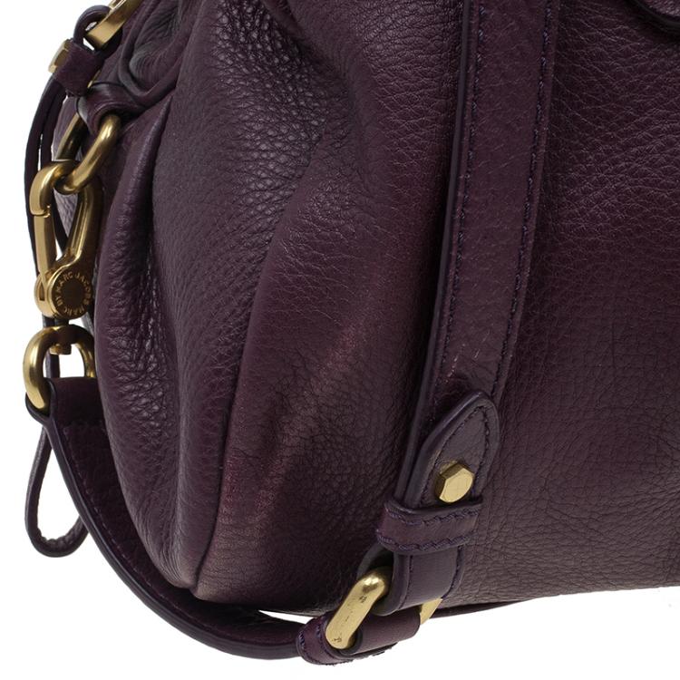 Pre Owned Marc by Marc Jacobs Purple Leather Classic Q Groove Shoulder Bag