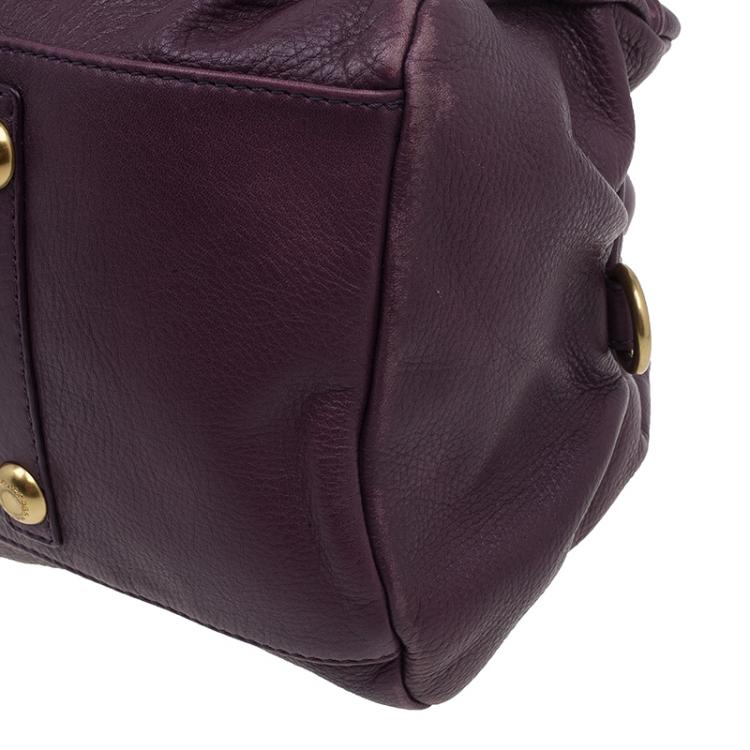 Pre Owned Marc by Marc Jacobs Purple Leather Classic Q Groove Shoulder Bag