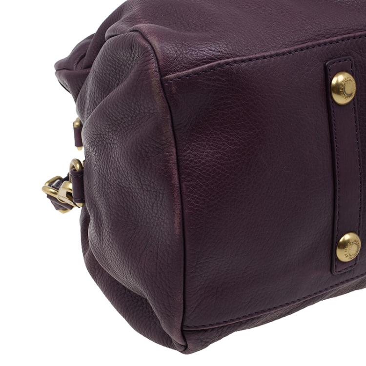 Pre Owned Marc by Marc Jacobs Purple Leather Classic Q Groove Shoulder Bag