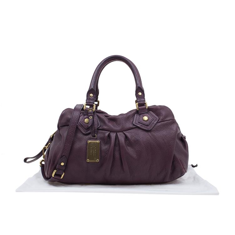 Pre Owned Marc by Marc Jacobs Purple Leather Classic Q Groove Shoulder Bag