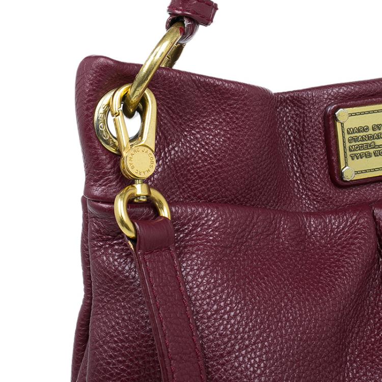 Pre Owned Marc by Marc Jacobs Burgundy Leather Classic Q Hillier Hobo Bag