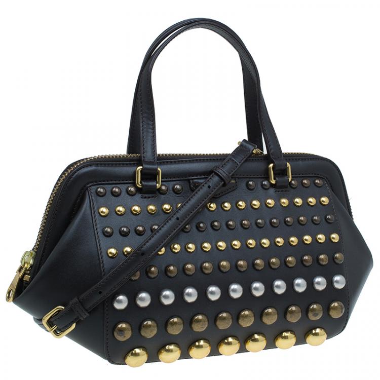 Pre Owned Marc by Marc Jacobs Dark Brown Leather Studded Thunderdome Satchel