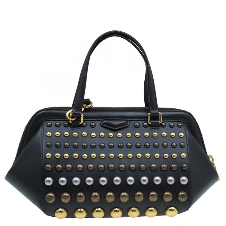 Pre Owned Marc by Marc Jacobs Dark Brown Leather Studded Thunderdome Satchel