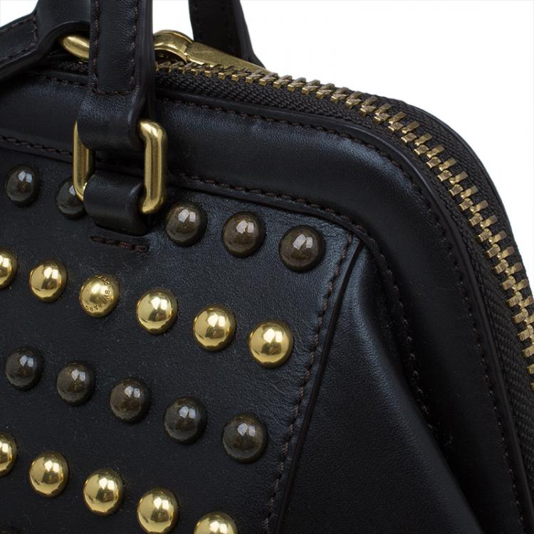 Pre Owned Marc by Marc Jacobs Dark Brown Leather Studded Thunderdome Satchel