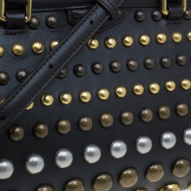 Pre Owned Marc by Marc Jacobs Dark Brown Leather Studded Thunderdome Satchel