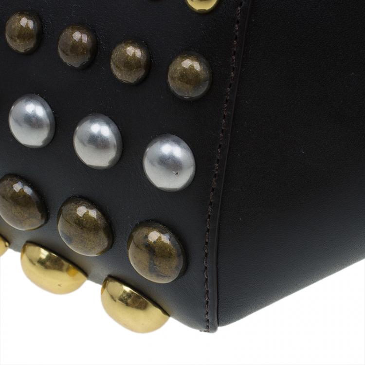 Pre Owned Marc by Marc Jacobs Dark Brown Leather Studded Thunderdome Satchel