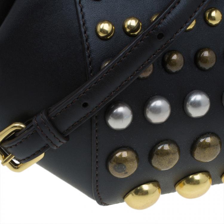 Pre Owned Marc by Marc Jacobs Dark Brown Leather Studded Thunderdome Satchel