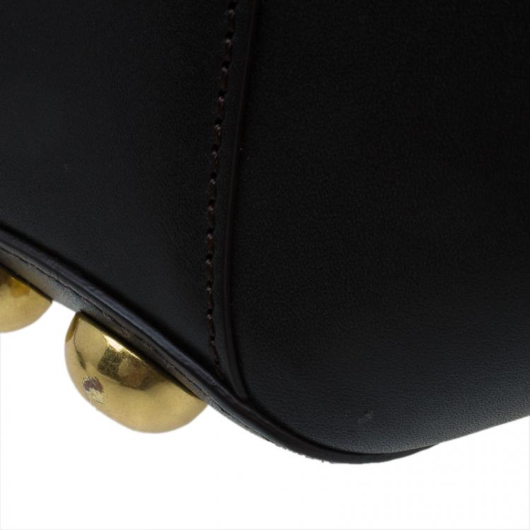 Pre Owned Marc by Marc Jacobs Dark Brown Leather Studded Thunderdome Satchel