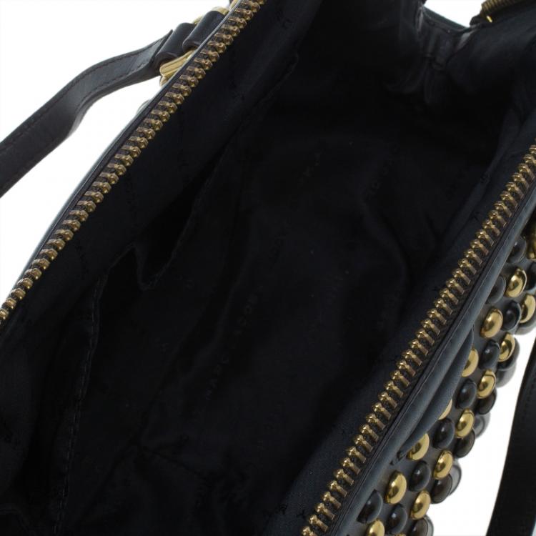 Pre Owned Marc by Marc Jacobs Dark Brown Leather Studded Thunderdome Satchel