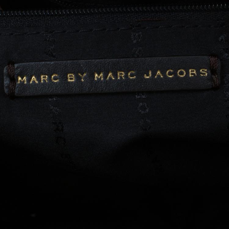 Pre Owned Marc by Marc Jacobs Dark Brown Leather Studded Thunderdome Satchel