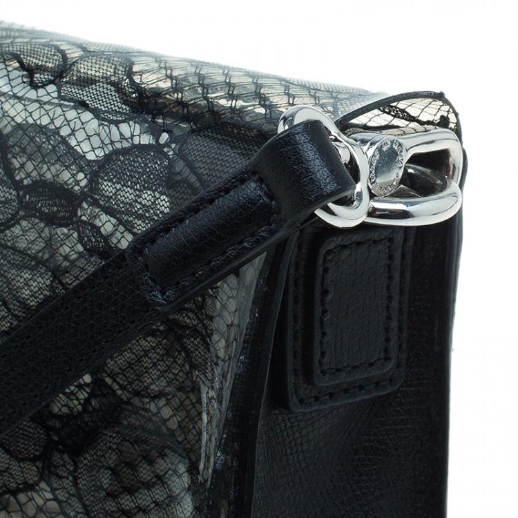 Pre Owned Marc by Marc Jacobs Black Leather Lace Landscape Tablet Shoulder Bag