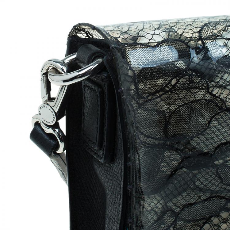 Pre Owned Marc by Marc Jacobs Black Leather Lace Landscape Tablet Shoulder Bag