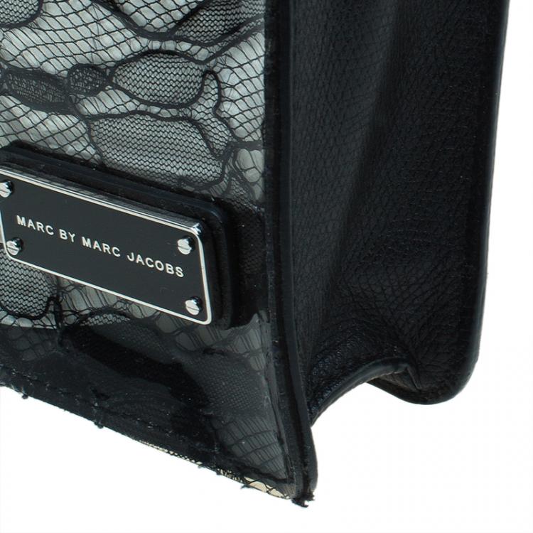 Pre Owned Marc by Marc Jacobs Black Leather Lace Landscape Tablet Shoulder Bag