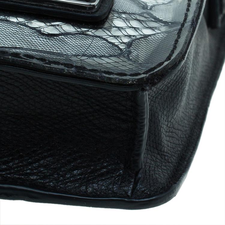 Pre Owned Marc by Marc Jacobs Black Leather Lace Landscape Tablet Shoulder Bag