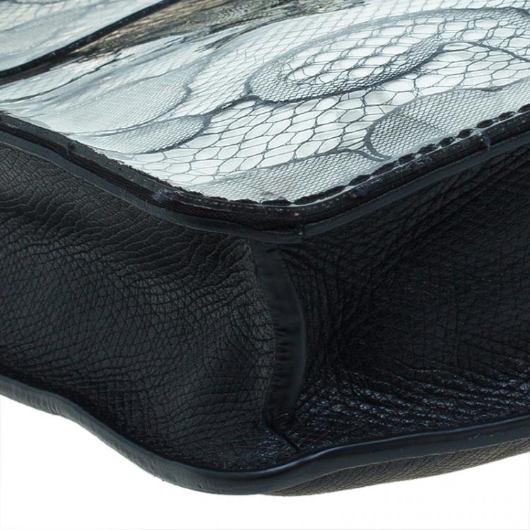 Pre Owned Marc by Marc Jacobs Black Leather Lace Landscape Tablet Shoulder Bag