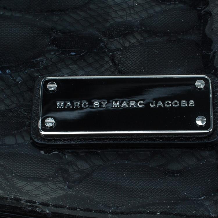 Pre Owned Marc by Marc Jacobs Black Leather Lace Landscape Tablet Shoulder Bag