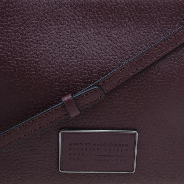 Pre Owned Marc by Marc Jacobs Burgundy Leather Ligero Double Percy Crossbody Bag