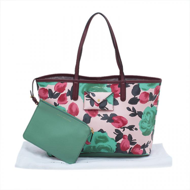 Pre Owned Marc by Marc Jacobs Multicolor Textured Leather Metropolitote Jerrie Rose Tote