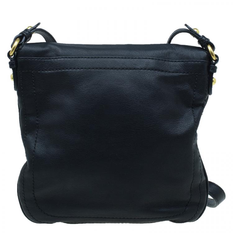 Pre Owned Marc by Marc Jacobs Black Leather Petal To The Metal Sia Crossbody Bag