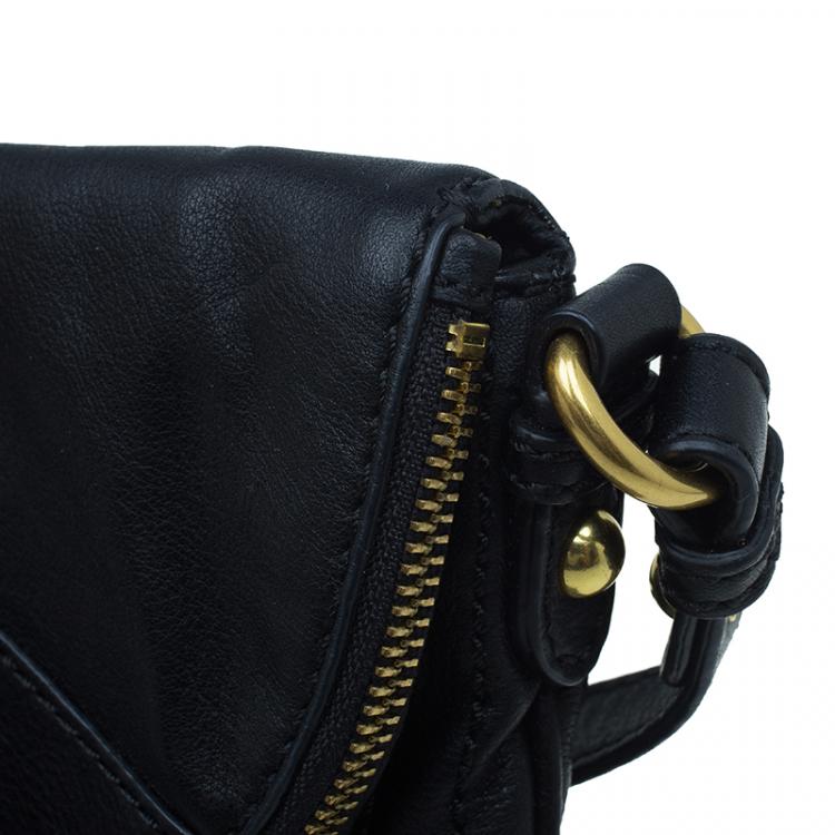 Pre Owned Marc by Marc Jacobs Black Leather Petal To The Metal Sia Crossbody Bag