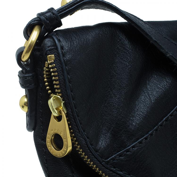Pre Owned Marc by Marc Jacobs Black Leather Petal To The Metal Sia Crossbody Bag