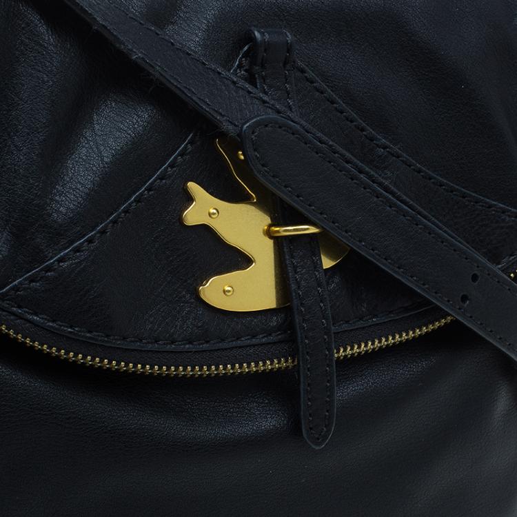 Pre Owned Marc by Marc Jacobs Black Leather Petal To The Metal Sia Crossbody Bag