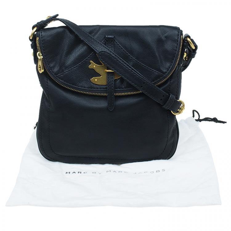 Pre Owned Marc by Marc Jacobs Black Leather Petal To The Metal Sia Crossbody Bag