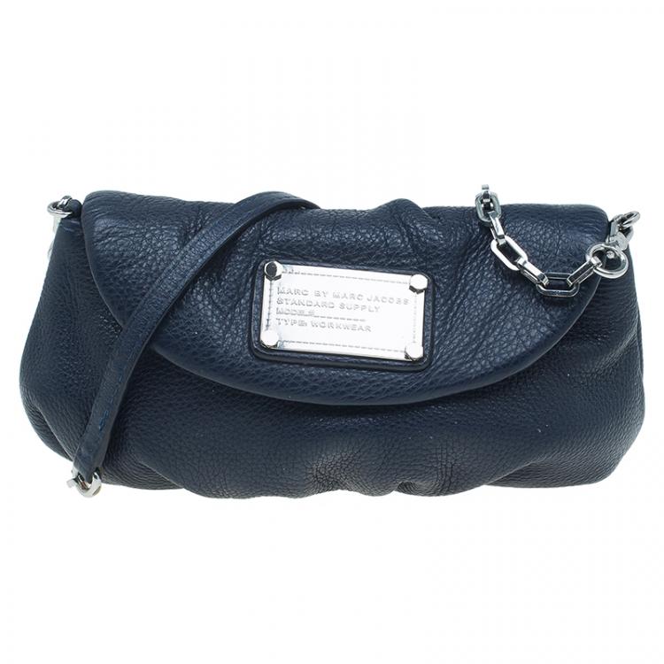 Pre Owned Marc by Marc Jacobs Navy Blue Leather Classic Q Karlie Crossbody Bag
