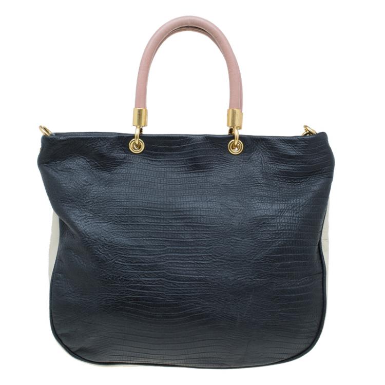 Pre Owned Marc by Marc Jacobs Tri Color Lizard Embossed Leather Too Hot to Handle Tote