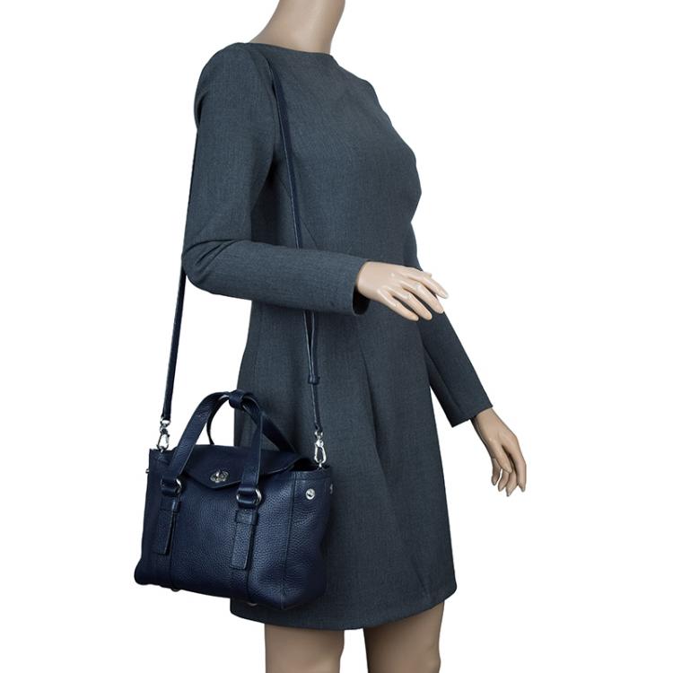 Pre Owned Marc by Marc Jacobs Navy Blue Pebbled Leather Mini Working Girl Dolly Satchel