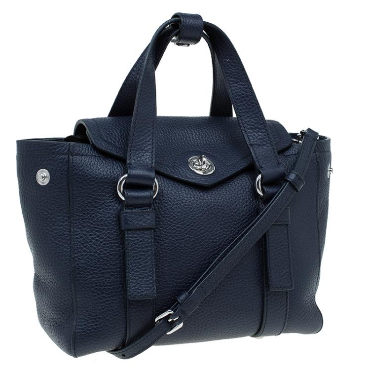 Pre Owned Marc by Marc Jacobs Navy Blue Pebbled Leather Mini Working Girl Dolly Satchel