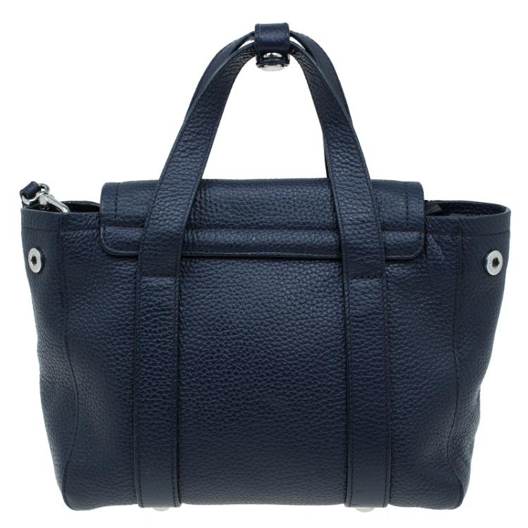 Pre Owned Marc by Marc Jacobs Navy Blue Pebbled Leather Mini Working Girl Dolly Satchel