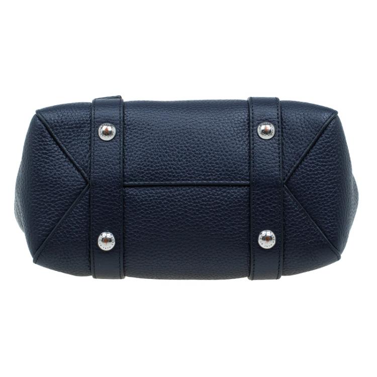 Pre Owned Marc by Marc Jacobs Navy Blue Pebbled Leather Mini Working Girl Dolly Satchel