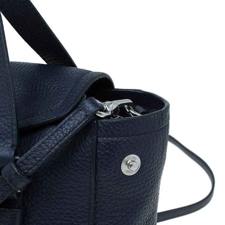 Pre Owned Marc by Marc Jacobs Navy Blue Pebbled Leather Mini Working Girl Dolly Satchel