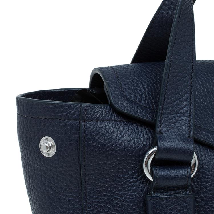 Pre Owned Marc by Marc Jacobs Navy Blue Pebbled Leather Mini Working Girl Dolly Satchel