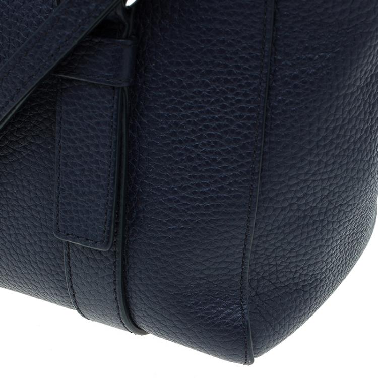 Pre Owned Marc by Marc Jacobs Navy Blue Pebbled Leather Mini Working Girl Dolly Satchel