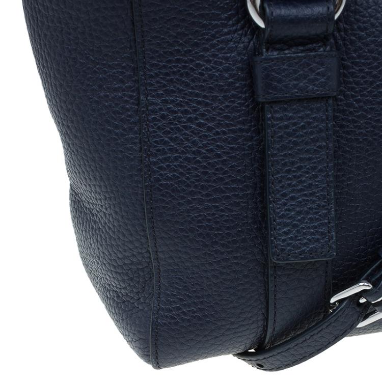 Pre Owned Marc by Marc Jacobs Navy Blue Pebbled Leather Mini Working Girl Dolly Satchel