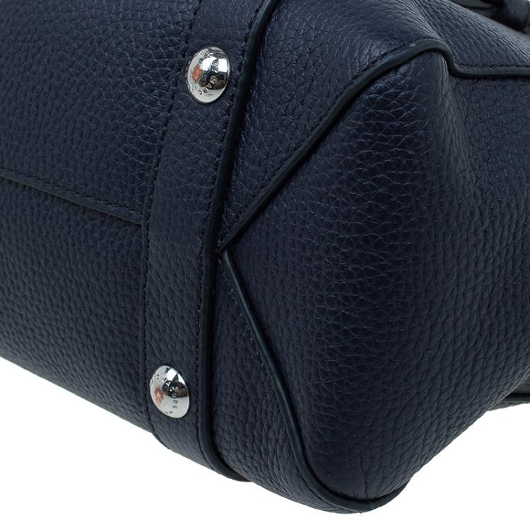 Pre Owned Marc by Marc Jacobs Navy Blue Pebbled Leather Mini Working Girl Dolly Satchel