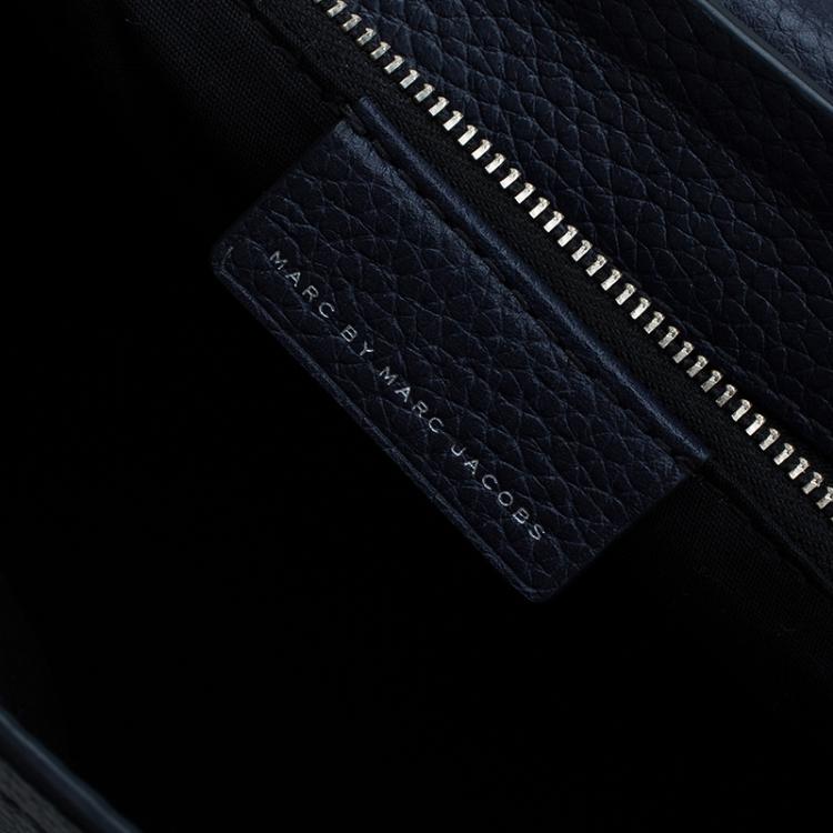 Pre Owned Marc by Marc Jacobs Navy Blue Pebbled Leather Mini Working Girl Dolly Satchel