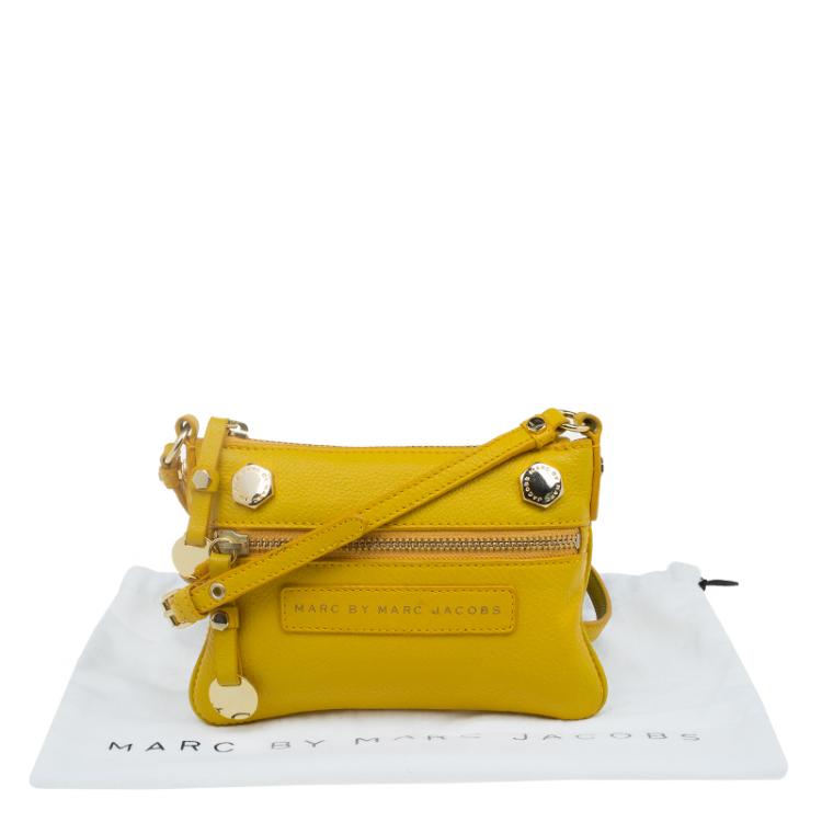 Pre Owned Marc by Marc Jacobs Yellow Pebbled Leather Crossbody Bag