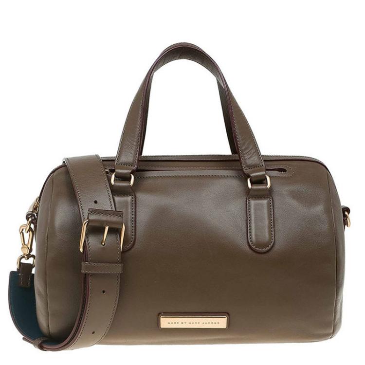 Pre Owned Marc By Marc Jacobs Olive Green Leather Luna Satchel